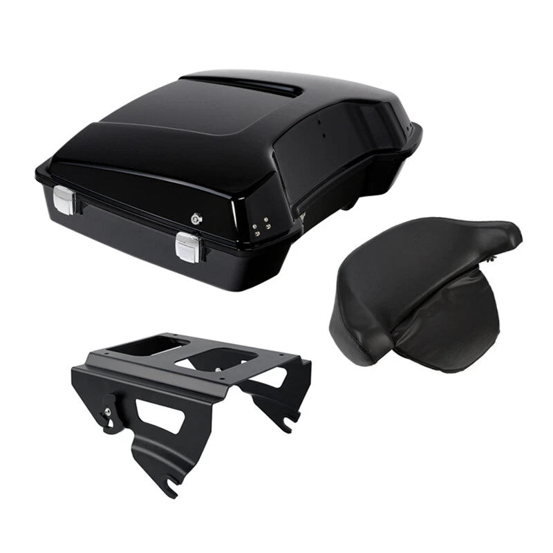 Black Razor Trunk Backrest Solo Mount Fit For Harley Touring Road King 09-13 10