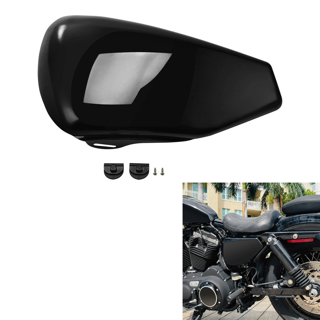 Left Battery Side Cover Fit For Harley Sportster XL 883 1200 2004-2013 12 Black