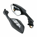 Rear View Mirrors LED Turn Signal Light Fit For Kawasaki Ninja ZX10R 16-25 Black