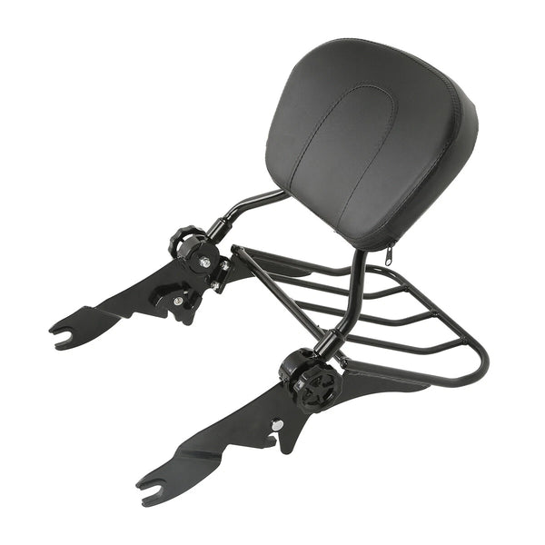 Black Backrest Sissy Bar Luggage Rack Fit For Harley Road Street Glide 2009-2025