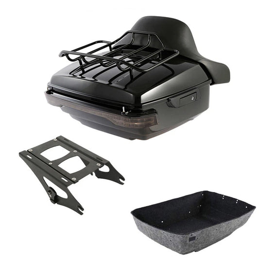 King Trunk Backrest Mount Rack Light Fit For Harley Cvo Street Road Glide 14-26