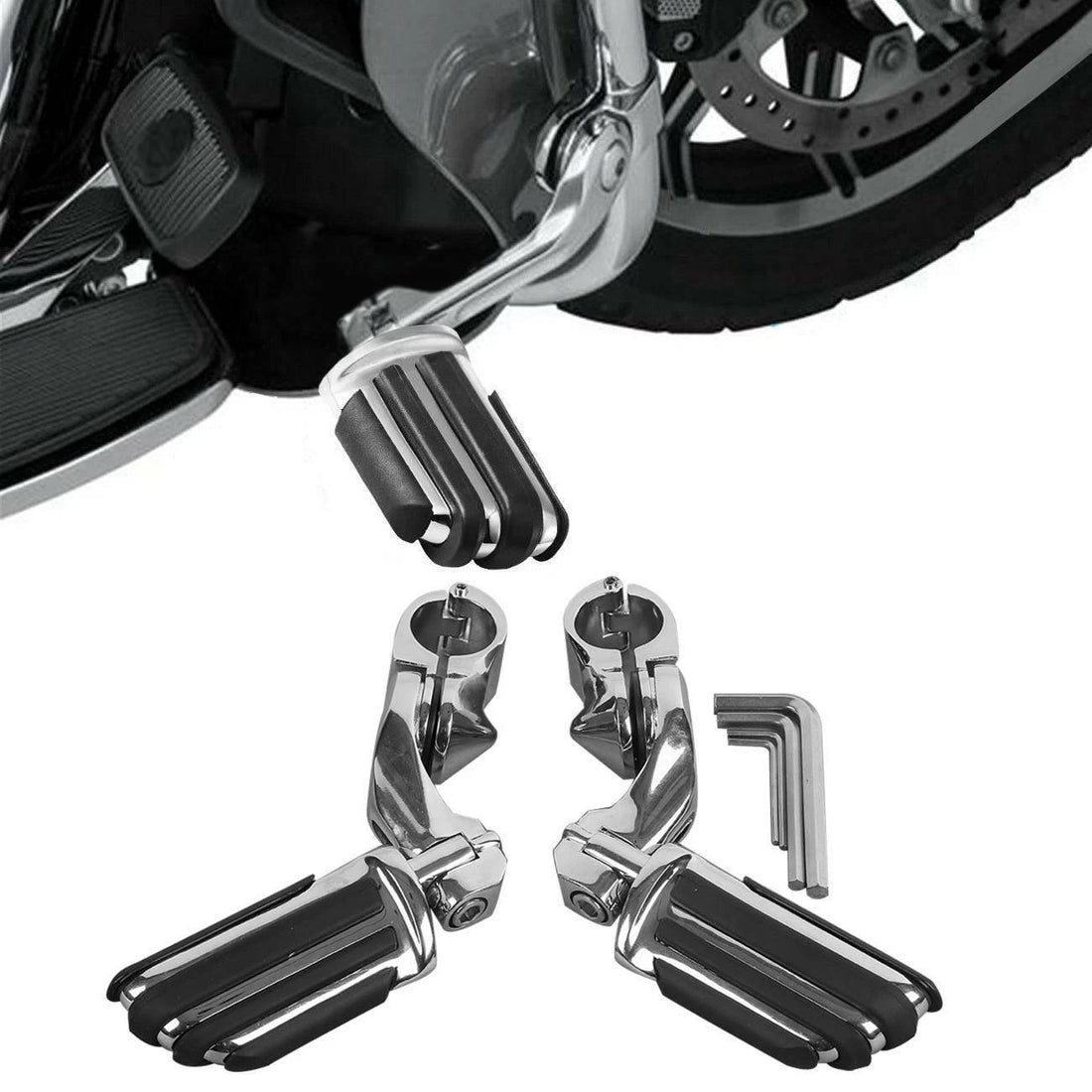 1-1/4" Short Angled Highway Foot Pegs Mount Fit For Kawasaki Vulcan VN400 VN800