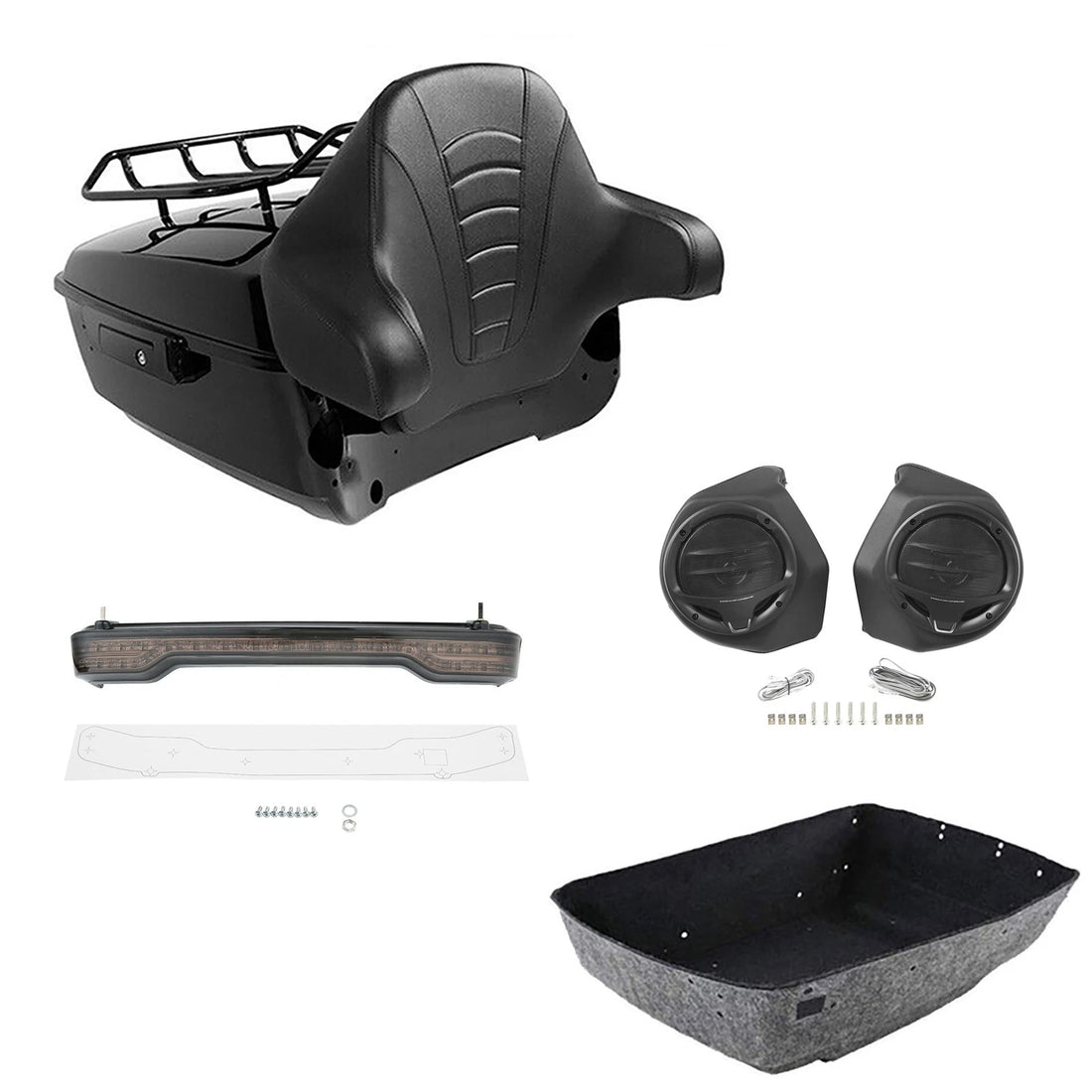 King Trunk Backrest Rack Light Speakers Fit For Harley Electra Road Glide 14-26