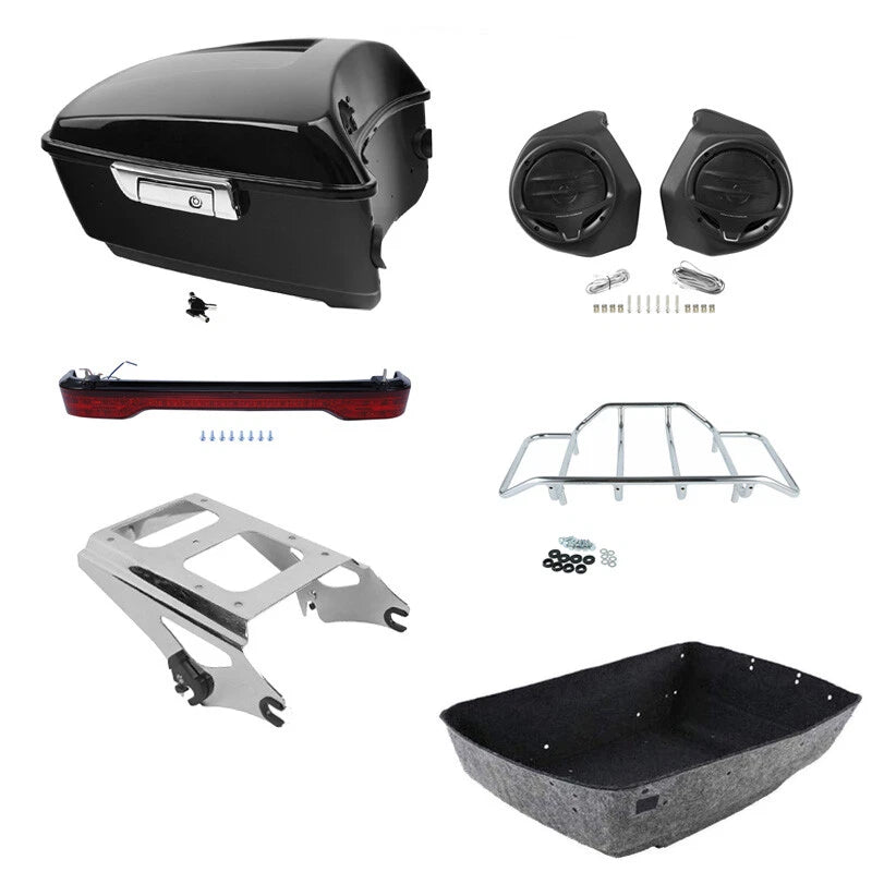 King Trunk Rack Tail Light Speaker Fit For Harley Street Road Glide 2009-13
