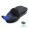 Black Blue Gel Driver Passenger Seat Fit For Harley Touring Street Glide 09-23