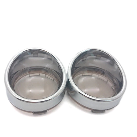 Chrome Turn Signal Light Indicator Smoke Visor Lens For Harley Sportster 2000-UP