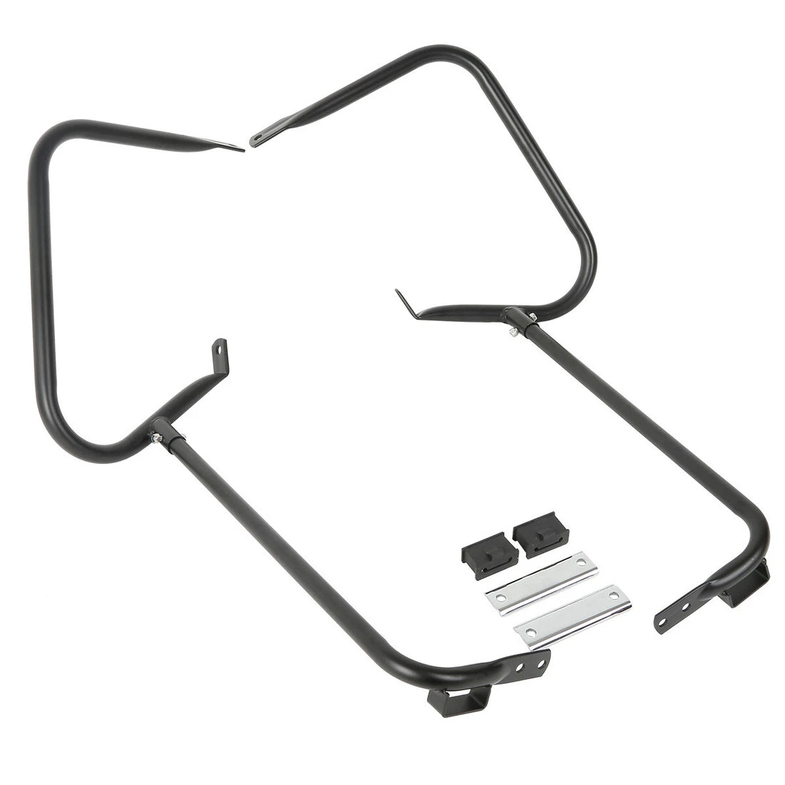 Black Saddlebag Bracket Guard W/ Support Bar For Harley Touring Flht Flhr 97-08