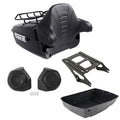 King Trunk Rack Backrest Speakers Fit For Harley Touring Road Street Glide 14-26