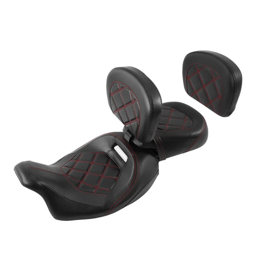 Low-Profile Driver Passenger Seat & Backrest Pad Fit For Harley Touring 09-23