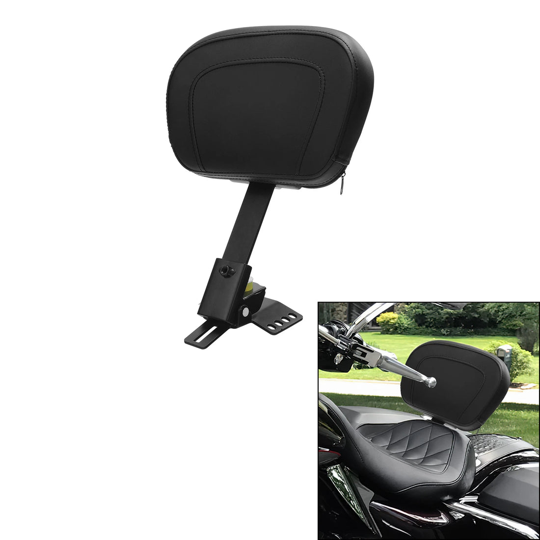 Plug-In Driver Rider Backrest Pad Fit For Harley Touring Road Street Glide 97-25