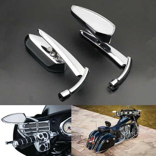 2X Motorcycle Chrome Blade Rearview Side Mirror For Harley Kawasaki Yamaha Honda