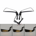Sickle Rearview Side Mirror W/ LED Flowing Water Turn Signal Light For Harley