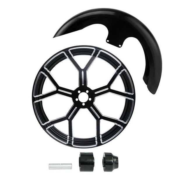23" Wheel Rim Single Disc Hub Front Fender Fit For Harley Touring 2008-2024 23