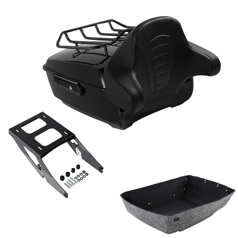 Black King Trunk Backrest Mount Rack Fit For Harley Sport Glide 2018-21