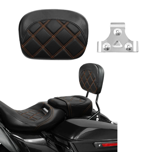 Black+Orange Passenger Sissy Bar Backrest Fit For Harley Touring Electra Glide