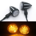 2X Motorcycle LED Black CNC Edge Cut Turn Signal Light For Harley Bobber Chopper