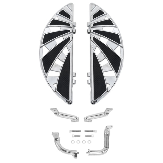 Chrome Rider Driver Floorboards Footboards Bracket Fit For Harley Touring 14-24