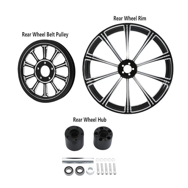 18" Rear Wheel Rim Hub Pulley Sprocket Fit For Harley Road Glide 2009-2023 Black