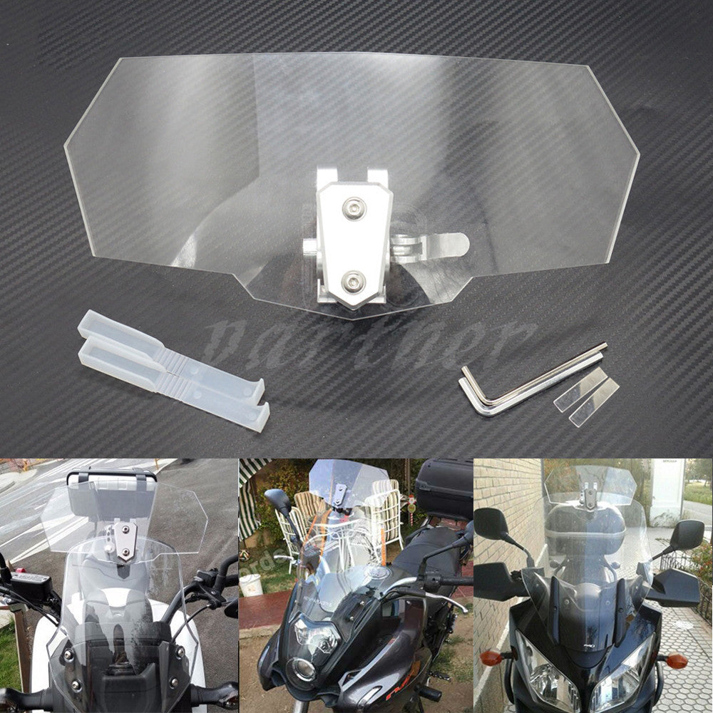 Adjustable Clip On Windshield Extension Spoiler Wind Deflector For Motorcycle