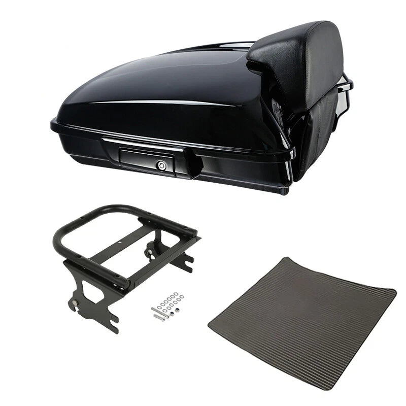 Black Razor Trunk Pad & Mount Rack Fit For Harley Touring Road King 97-08