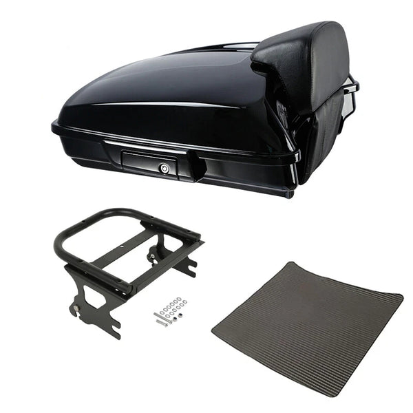 Black Razor Trunk Pad & Mount Rack Fit For Harley Touring Road King 97-08