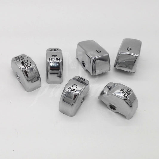 6pcs Chrome Hand Control Switch Button Cap For Harley Softail 2011-2015