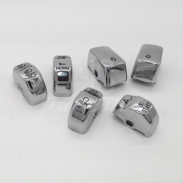 6pcs Chrome Hand Control Switch Button Cap For Harley Softail 2011-2015