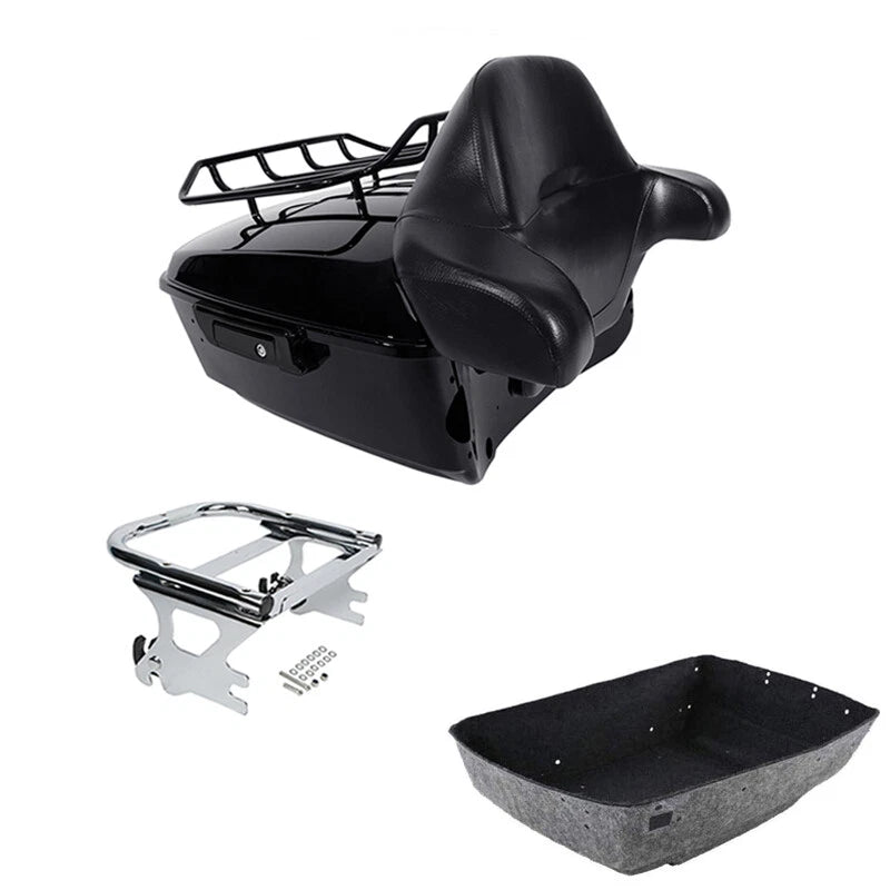 Black King Trunk Backrest Pad & Mount Fit For Harley Touring 1997-2008