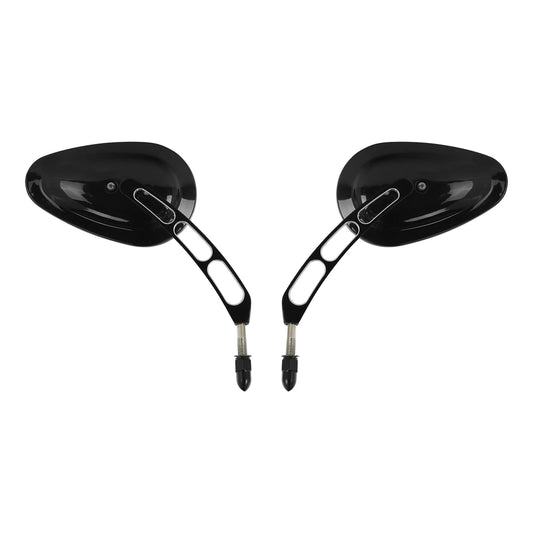 2X Black M8 Teardrop Rear View Side Mirror Fit For Harley Davidson Softail Slim