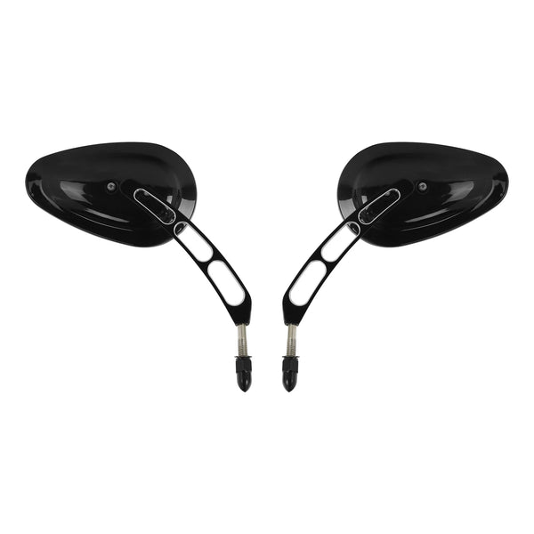 2X Black M8 Teardrop Rear View Side Mirror Fit For Harley Davidson Softail Slim