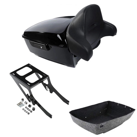 Black King Trunk Backrest Mount Rack Fit For Harley Heritage Classic Flhcs 18-26