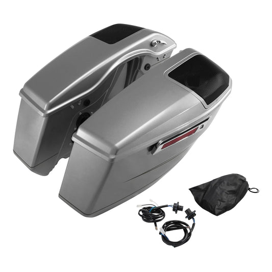Saddlebags Fit For Harley Cvo Road Street Glide 2023-25 Dark Platinum Pinstripe