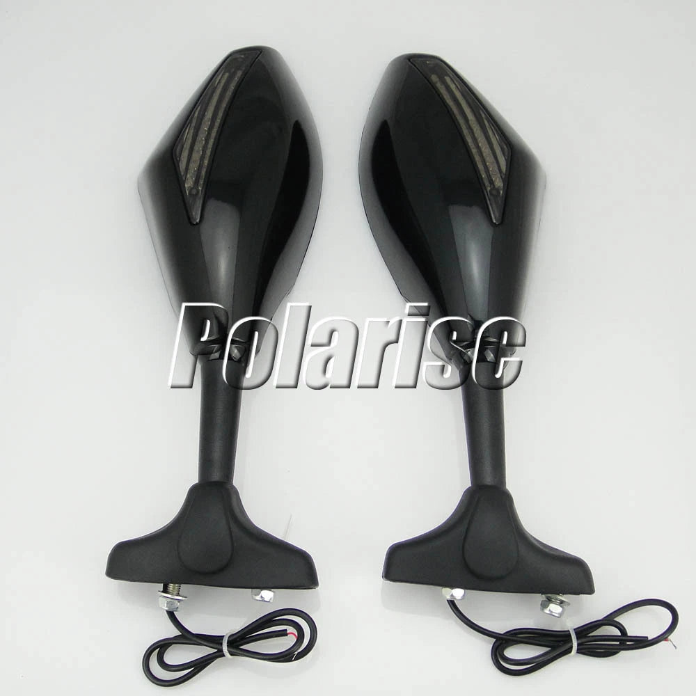 Rearview Mirrors with LED Turn Signals Suzuki GSX-R 600 750 1000 1100 1300 Black