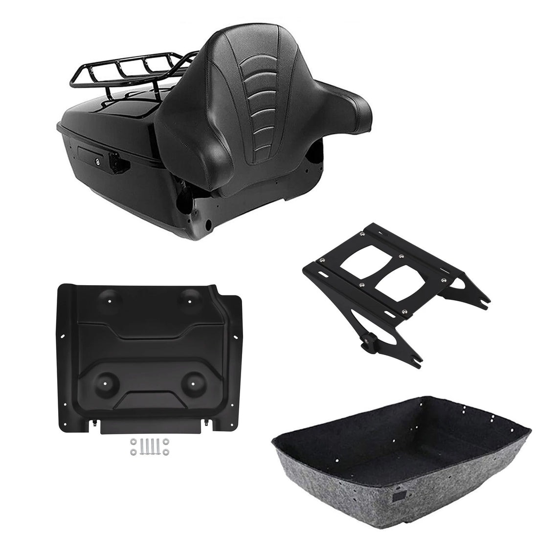 Black King Trunk Luggage Backrest Mount Rack Plate Fit For Harley Touring 14-26