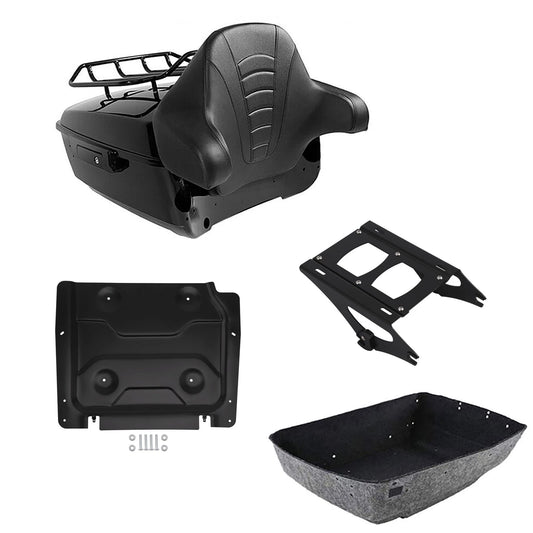 Black King Trunk Luggage Backrest Mount Rack Plate Fit For Harley Touring 14-26