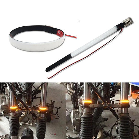 New Motorcycle Fork Turn Signal Light Amber LED Strips For Harley Honda Custom