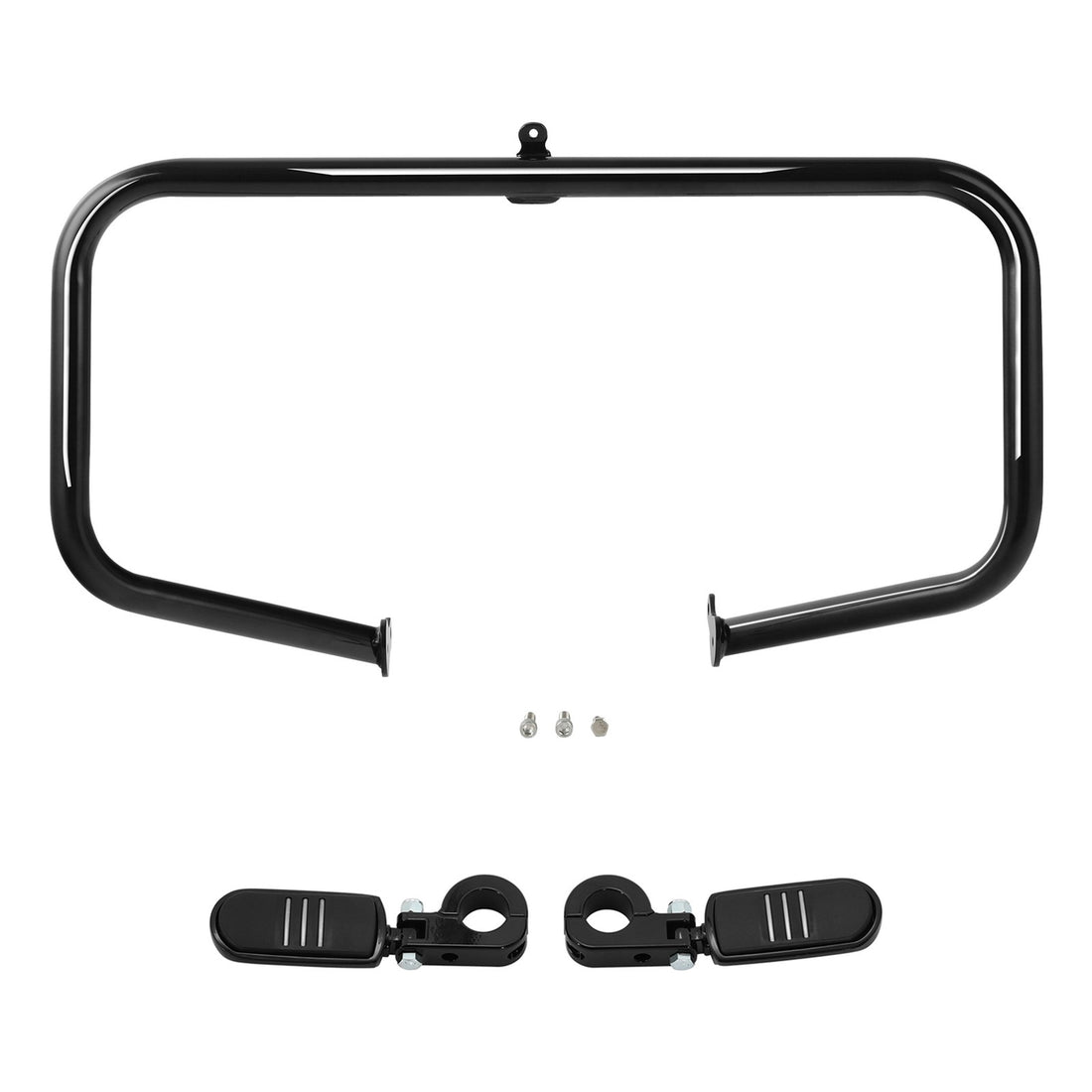 Vivid Black Highway Engine Guard Crash Bar Footpegs Fit For Harley Touring 09-24
