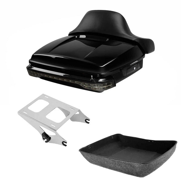 Chopped Trunk Backrest LED Light Mount Fit For Harley Road King Glide 2014-2026