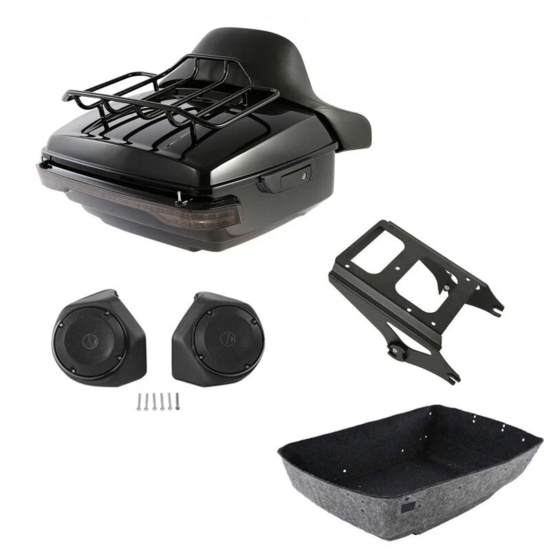King Trunk Pad Mount Rack Light Speakers Fit For Harley Touring 2009-13