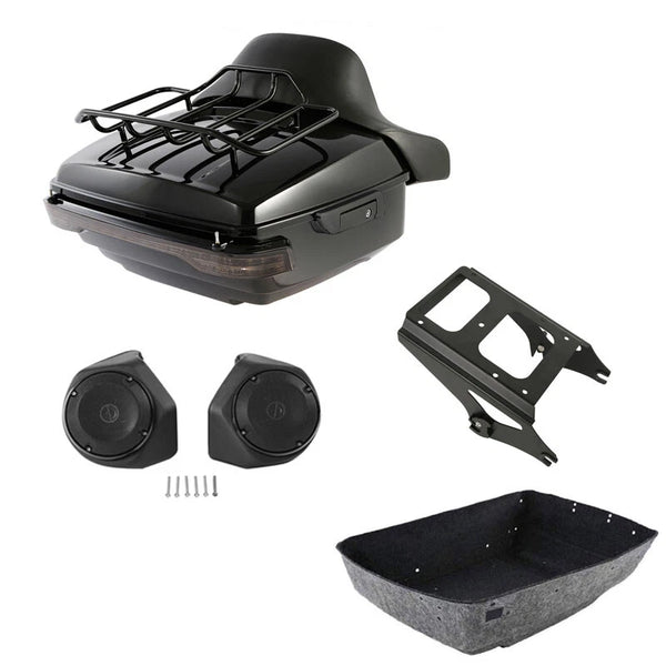 King Trunk Pad Mount Rack Light Speakers Fit For Harley Touring 2009-13