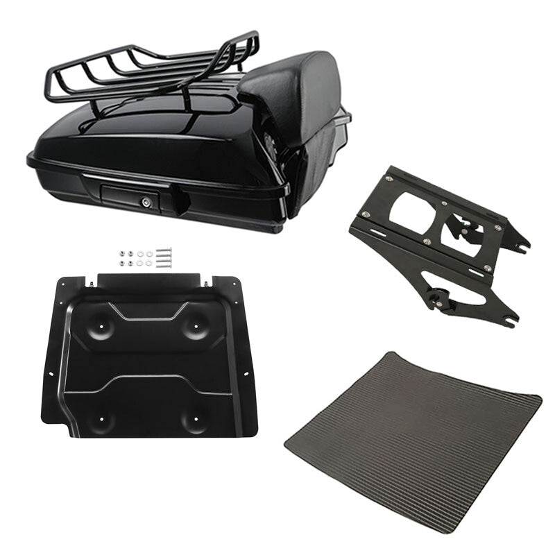 Black Razor Trunk Backrest Mount Base Plate Fit For Harley Road King Glide 14-26