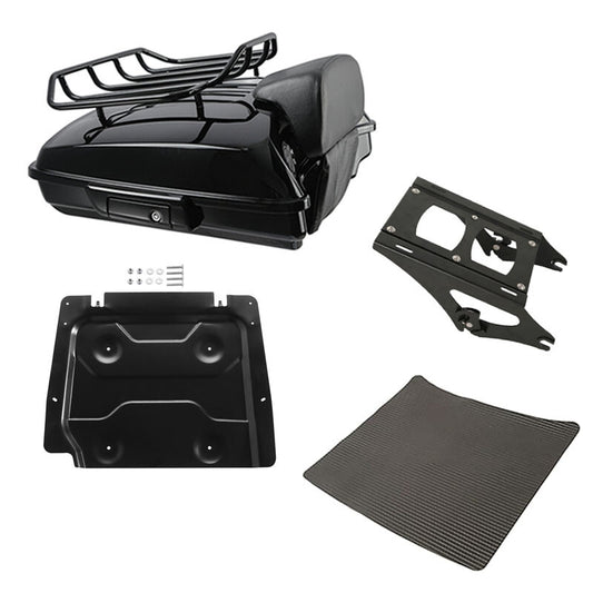 Black Razor Trunk Backrest Mount Base Plate Fit For Harley Road King Glide 14-26