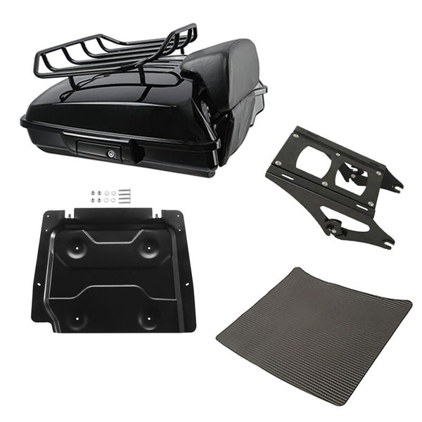 Black Razor Trunk Backrest Mount Base Plate Fit For Harley Road King Glide 14-26