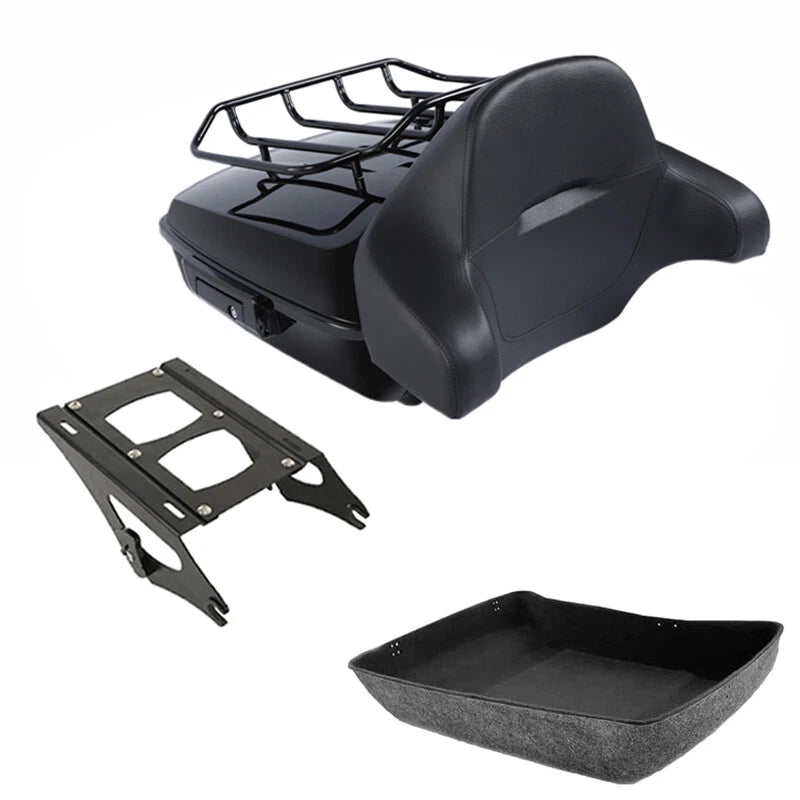 Black Chopped Trunk Backrest Mount Rack Fit For Harley Street Glide 2014-2026 25