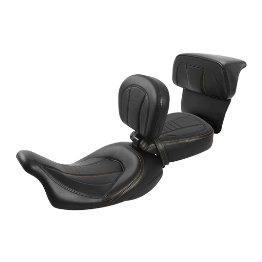 Black Orange Driver Passenger Seat Backrest Fit For Harley Road King Glide 14-23