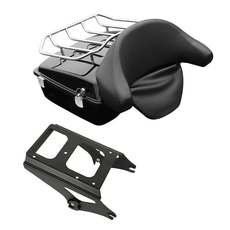 Black Chopped Trunk Backrest W/ Mount Rack Fit For Harley Touring 09-13