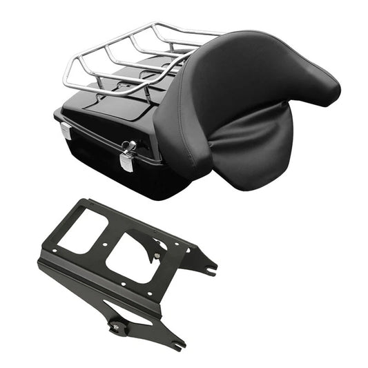 Black Chopped Trunk Backrest W/ Mount Rack Fit For Harley Touring 09-13