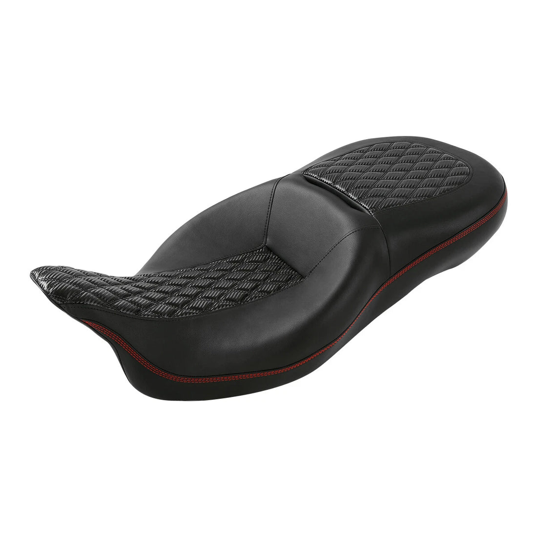Black+Red Driver Passenger Seat Two-Up Fit For Harley Touring Street Glide 09-23