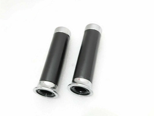 Fit For Vespa PX LML Black Handle Bar Grips With Chrome Caps @VD