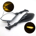 Motorcycle LED Turn Signal Rearview Side Mirrors For Honda Suzuki Cruiser 8-10mm
